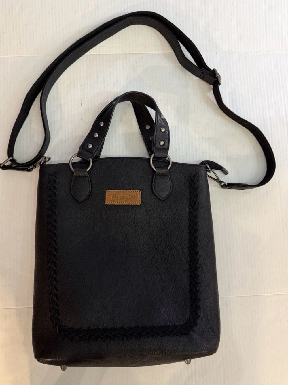 Wrangler Black Leather Convertible Crossbody/Backpack